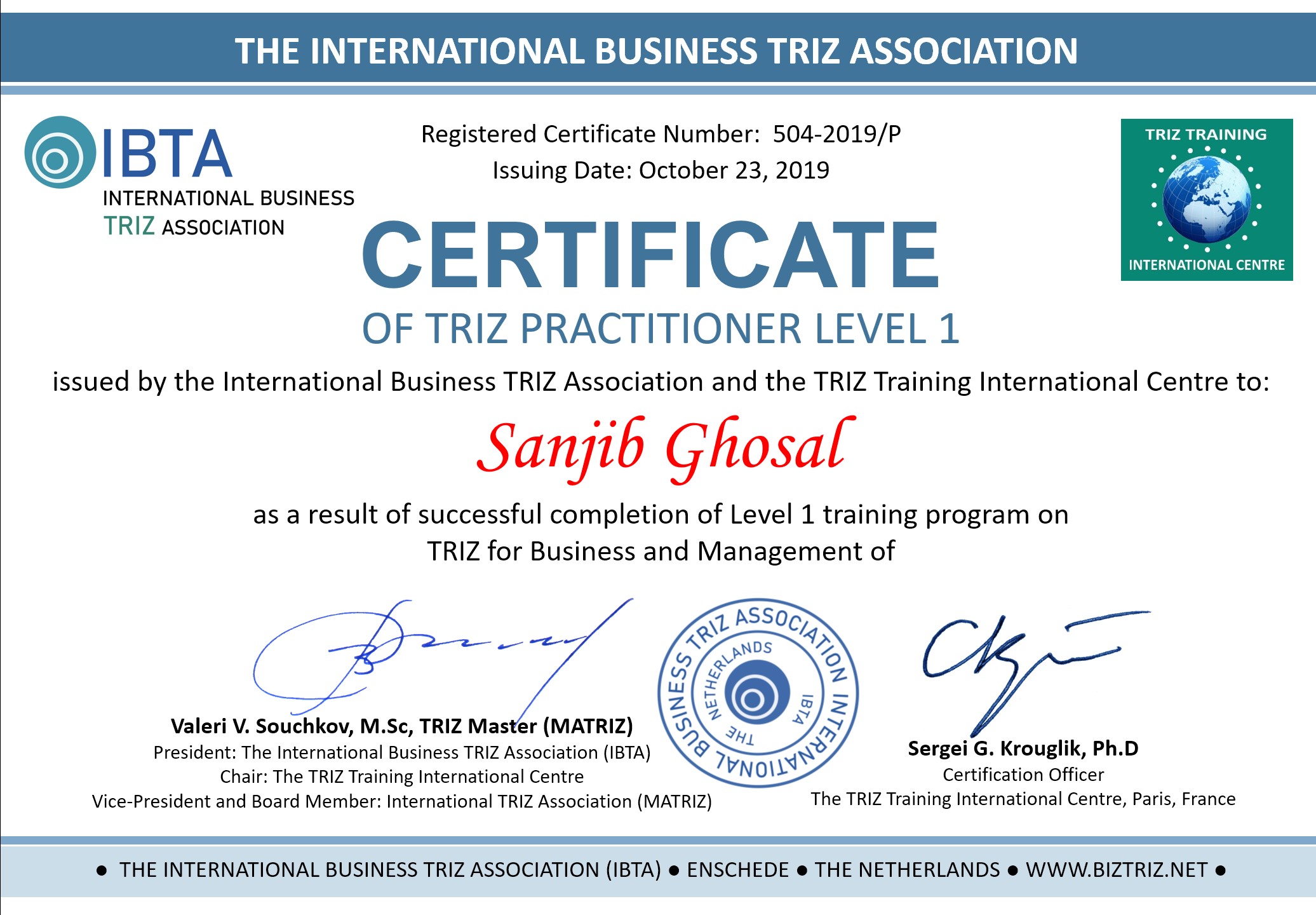 PowerPoint Slide Show IBTA Certificate 504 Sanjib Ghosal.pptx 11 06 2023 12 18 19